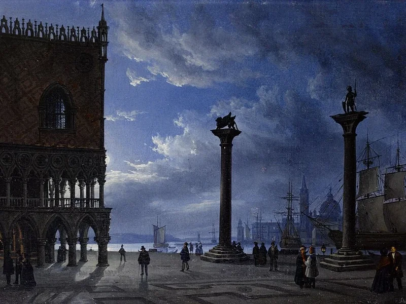 1834-Eduard von Hagen - Piazza San Marco al chiaro di luna, 1847